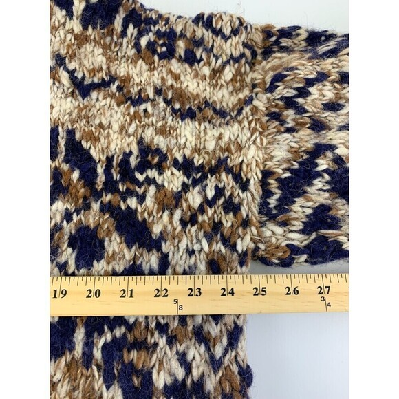 Indian Weavings Wool Sweater Brown Navy Chunky Knit Pullover Ecuador Oversized - Picture 12 of 13